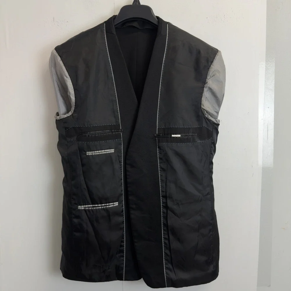 Marc Ecko Cut & Sew Mens Black Two Button Blazer Jacket Size 42R Stretch
